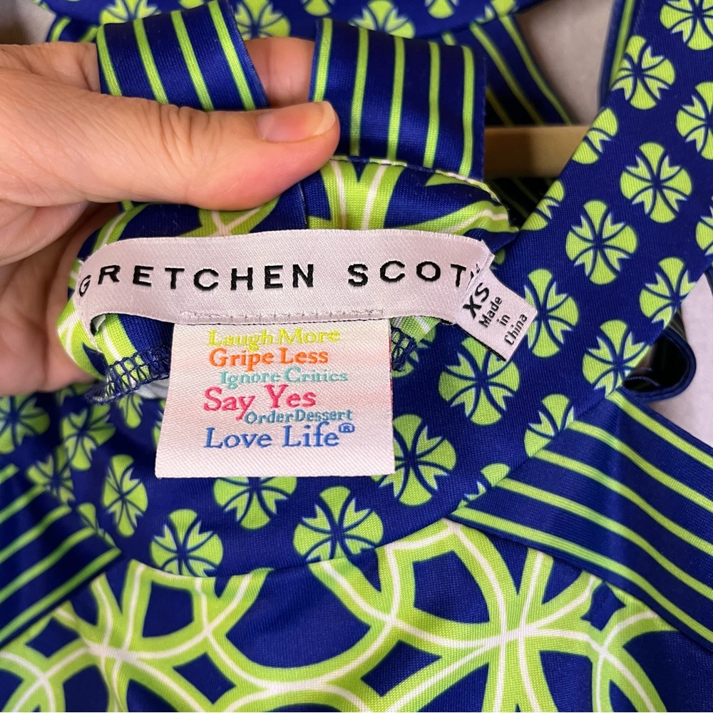 Gretchen Scott Isosceles Biltmore Dress Blue Green Geometrical Sz XS NWOT - Picture 3 of 5